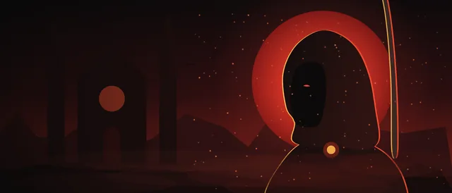Original illustration: a hooded wanderer with a scythe under a blood-red moon (unofficial, inspired by Diablo IV)