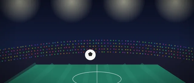 Original illustration for EA Sports FC 26: a floodlit stadium with a crowd, a pitch and a ball
