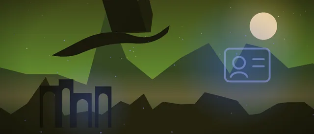 Original illustration for World of Warcraft Classic Accounts: a moonlit castle on a mountain ridge with a sword planted in the foreground, with a accounts emblem