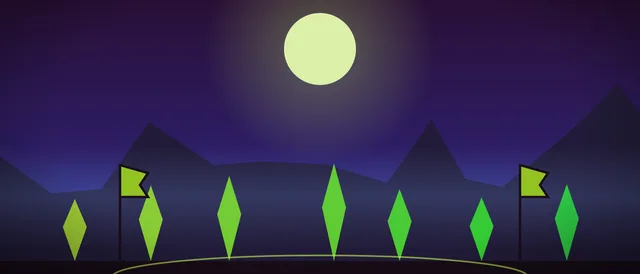 Original illustration for Dota 2: an arena valley with glowing crystals and banners